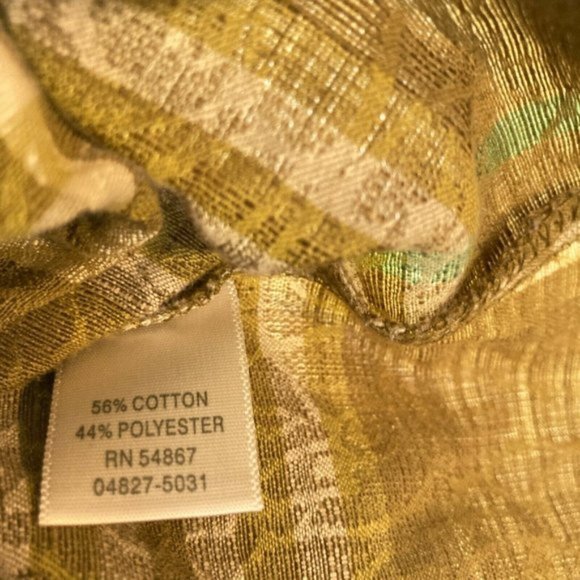 CJ Banks 1X Green‎ Woven Plaid Cotton Blend Button Down Shirt Top Blouse Plus - Picture 4 of 4